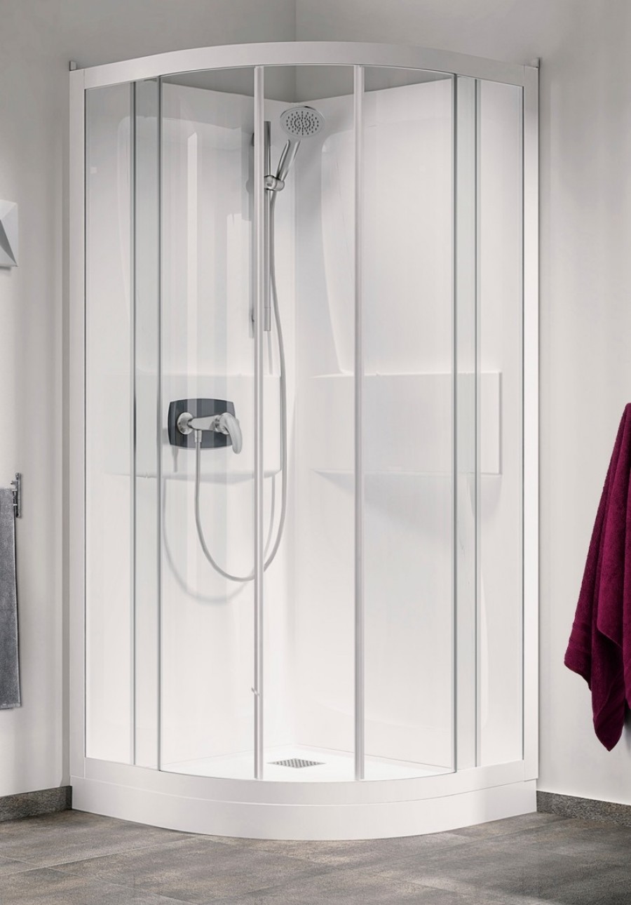 Cabine de douche Kineprime faible hauteur - Coulissante - 1/4 de Rond 80cm Cabine de douche Kineprime faible hauteur - Coulissante - 1/4 de Rond 80cm