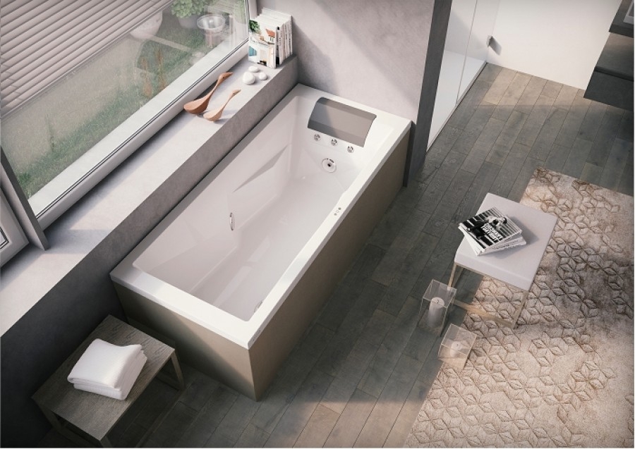 Baignoire Balneo MyWay Jacuzzi droite 180 x80 avec vidage |MYW201E2100