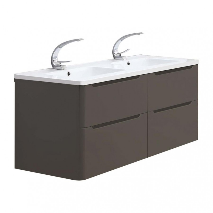 Meuble double vasque 120cm Toola Argile sans miroir Meuble double vasque 120cm Toola Argile sans miroir