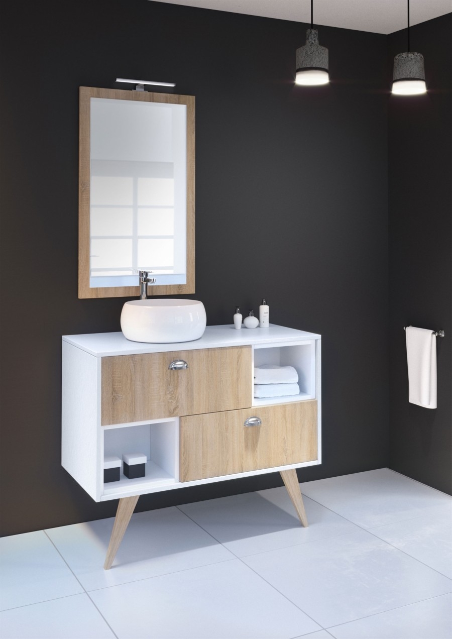 Meuble Simple Vasque Mosaique 109 Cm Cottage Flotte Glacee Blanc