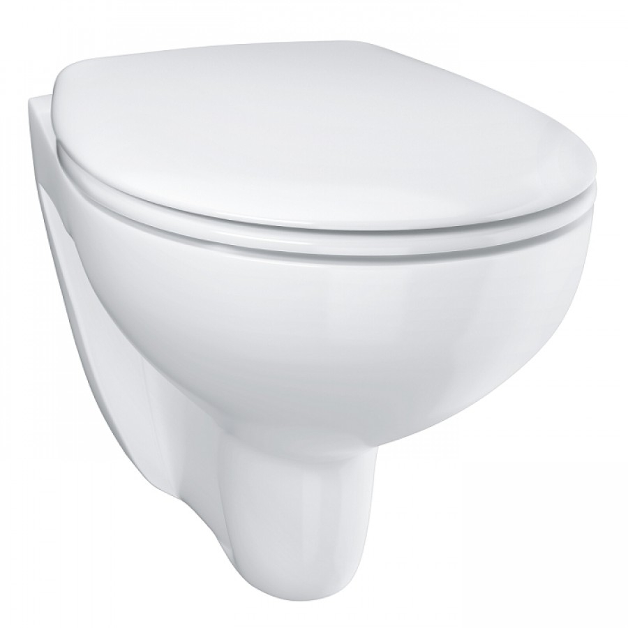 Cuvette WC Suspendue GROHE Euro Ceramic - Sans Bride, Volume 3/5L, Blanc Alpin, Design Caréné