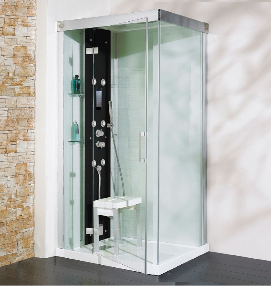 Cabine de douche Kineform Hydro+Hammam Carré 90 cm - Perle Noire Cabine de douche Kineform Hydro+Hammam Carré 90 cm - Perle Noire