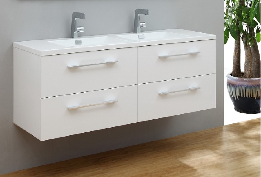 Meuble double vasque SATURN 140 cm Blanc Brillant*