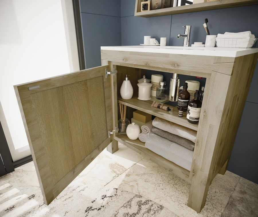 Meuble Simple Vasque Windsor Acacia Massif Aquarine
