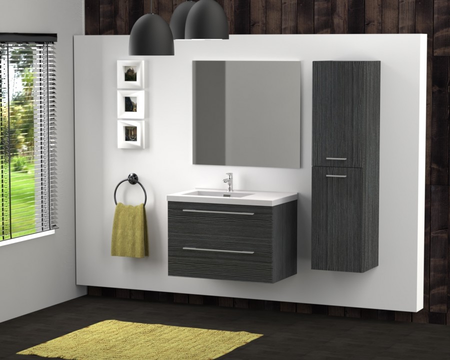 Meuble simple vasque 77 Jupiter 2.0 Gris Structuré SANS miroir** Meuble simple vasque 77 Jupiter 2.0 Gris Structuré SANS miroir**