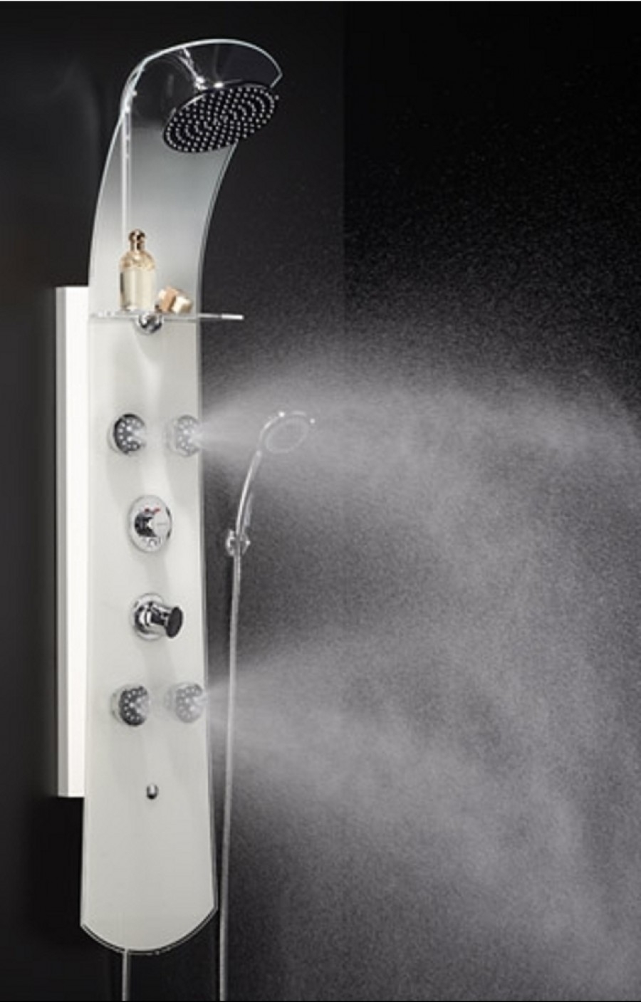 Colonne de douche hydromassante nautilus verre blanc