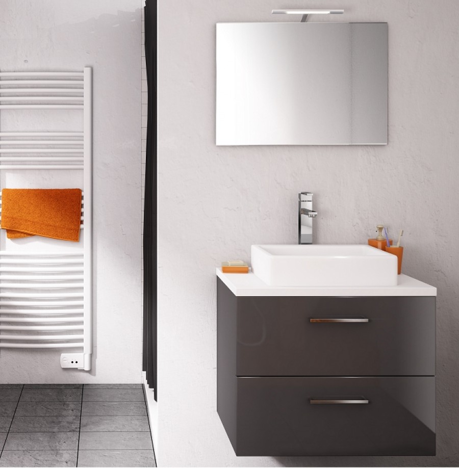 Armoire de salle de bain à miroir LED Blanc bril…