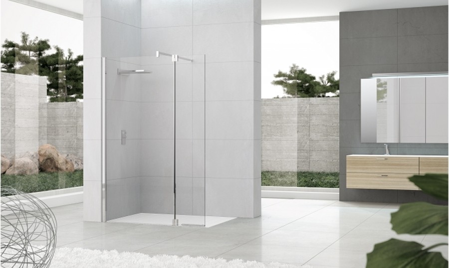 Paroi de douche fixe + volet pivotant Kuadra H2 - NOVELLINI
