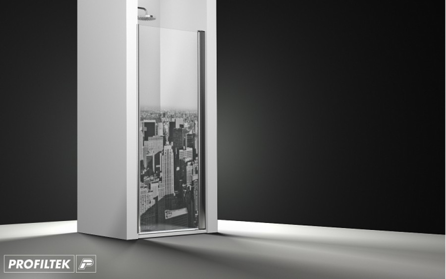 Paroi de douche pivotante impression Manhattan 50cm droite